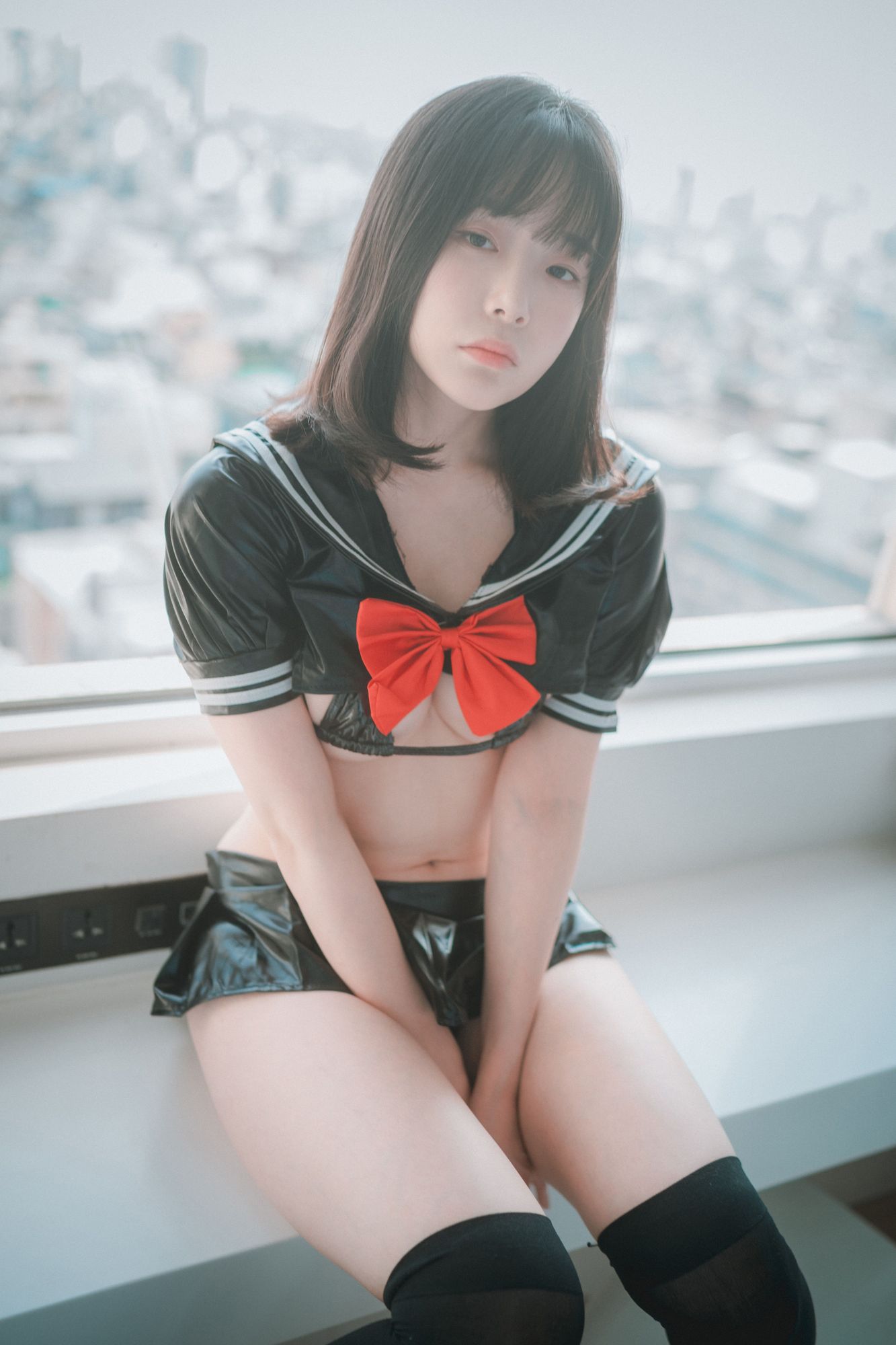 No.031-[DJAWA] Leather Black Schoolgirl – Bared ver [52P]-cos王者